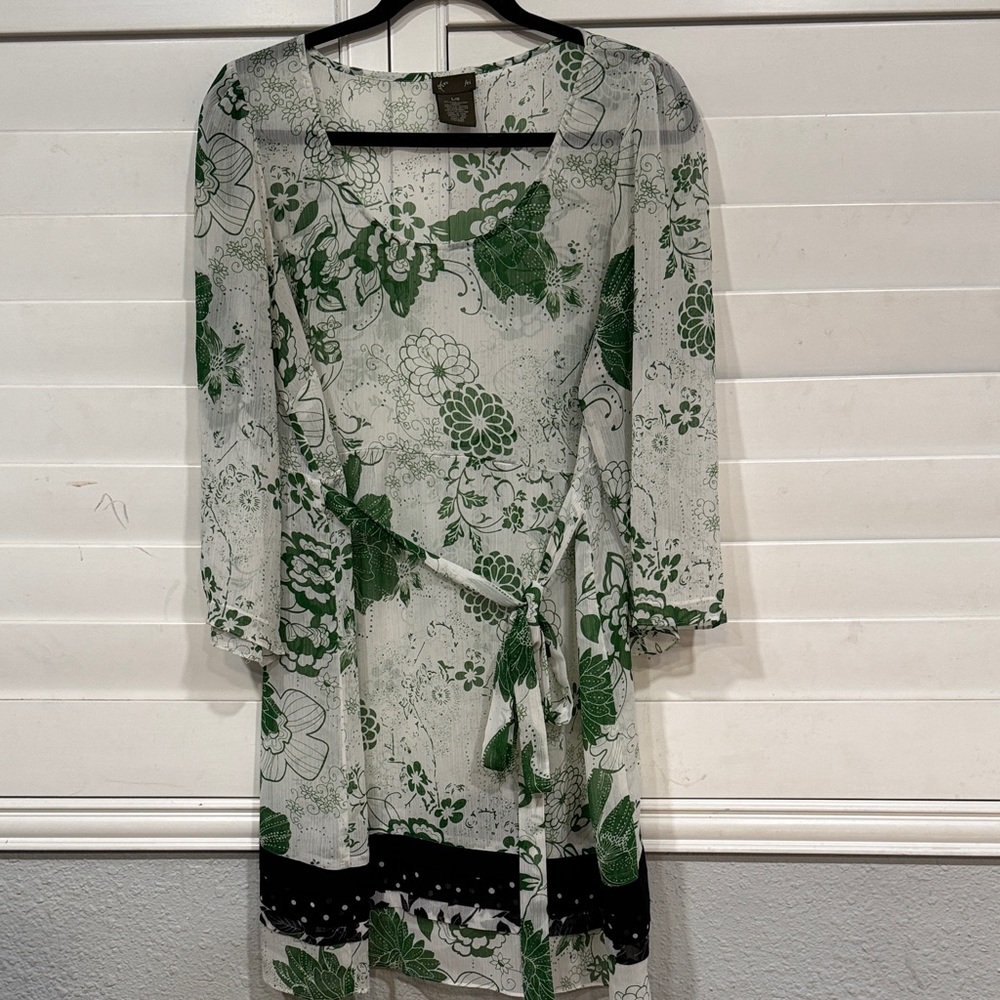FEIT Green Floral Wrap Robe